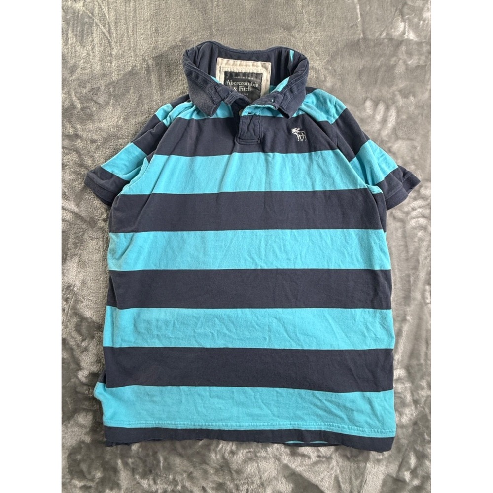 Abercrombie & Fitch Muscle Fit Men's Polo XXL Blue Two-button Placket
